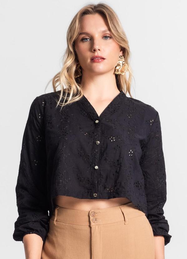 Endless - Camisa Manga Longa em Laise Preto