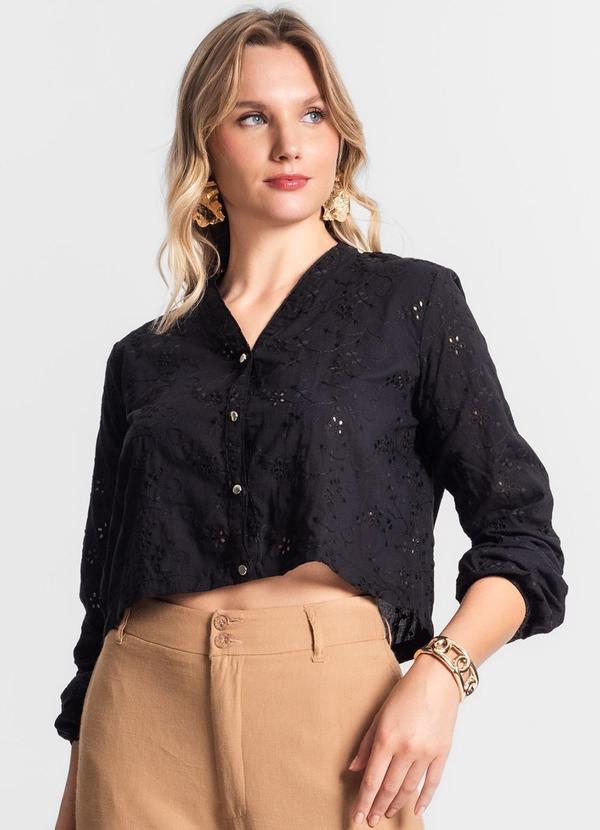 Endless - Camisa Manga Longa em Laise Preto 4