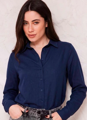 Doce Trama - Camisa Manga Longa em Linho Sunset Azul - DOCE TRAMA