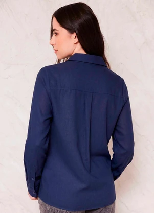 Doce Trama - Camisa Manga Longa em Linho Sunset Azul - DOCE TRAMA