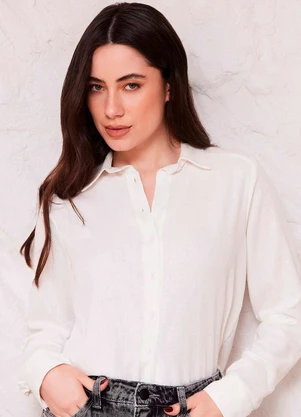 Doce Trama - Camisa Manga Longa em Linho Sunset Branco - DOCE TRAMA