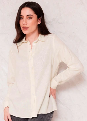 Doce Trama - Camisa Manga Longa em Linho Sunset Branco - DOCE TRAMA