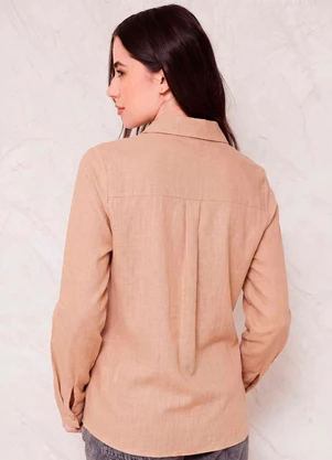 Doce Trama - Camisa Manga Longa em Linho Sunset Marrom - DOCE TRAMA