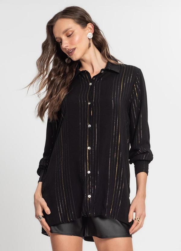 Endless - Camisa Manga Longa em Lurex Preto