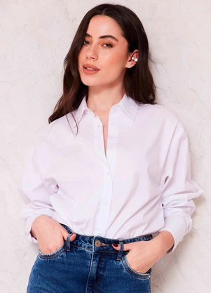 Doce Trama - Camisa Manga Longa em Tricoline Sunset Branco - DOCE TRAMA