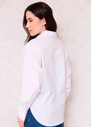 Doce Trama - Camisa Manga Longa em Tricoline Sunset Branco - DOCE TRAMA