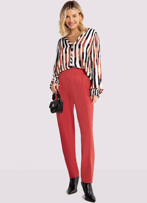 Lunender - Camisa Manga Longa em Viscose com Lastex Bege 3