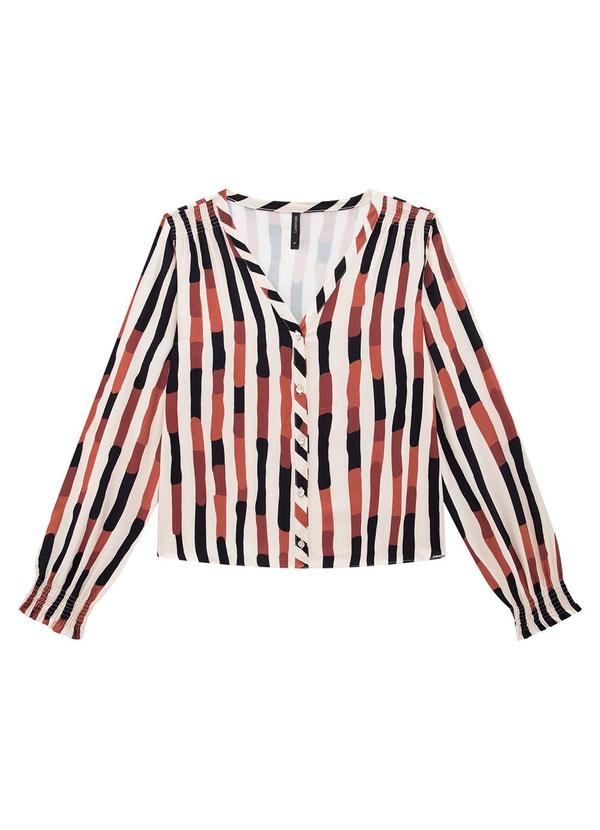 Lunender - Camisa Manga Longa em Viscose com Lastex Bege 7