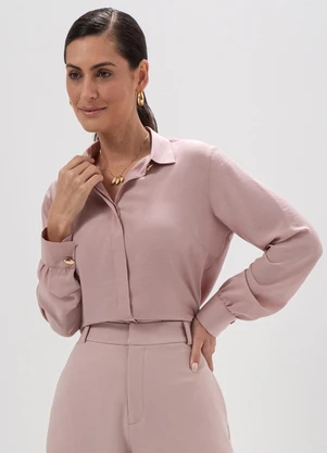 Principessa - Camisa Manga Longa em Viscose Nude Rosê Ilmara - PRINCIPESSA