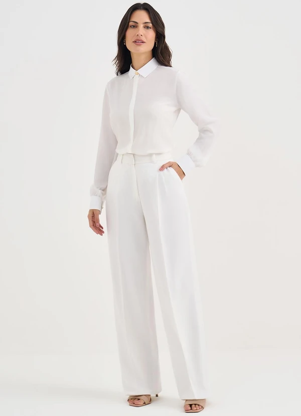 Principessa - Camisa Manga Longa em Viscose Off White Anaisa 3