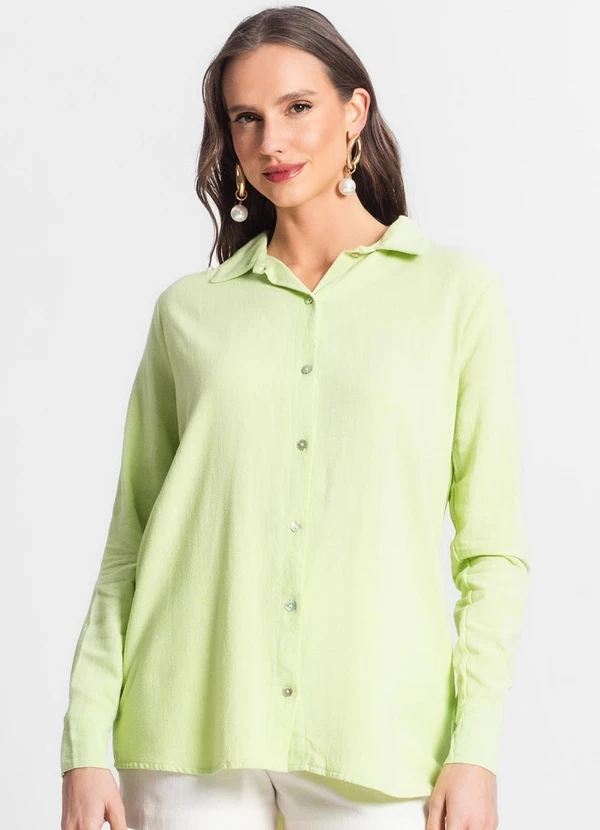 Camisa verde de Botones Manga Larga main image 0