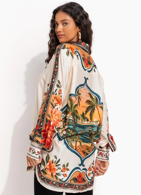 CAMISA MANGA LONGA FLOR DO RIO BEGE - FARM