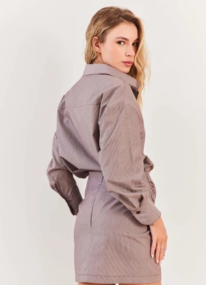 Sofie - Camisa Manga Longa Oversized Tricoline Fluid Lines - SOFIE