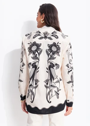 Farm - Camisa Manga Longa Patch Tropical Preto - FARM