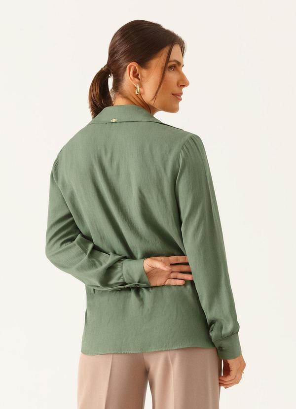 Principessa - Camisa Manga Longa Regular em Viscose Verde Veranice 2