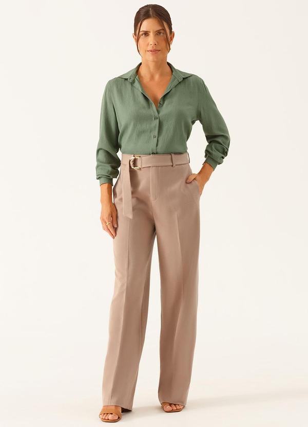 Principessa - Camisa Manga Longa Regular em Viscose Verde Veranice 3