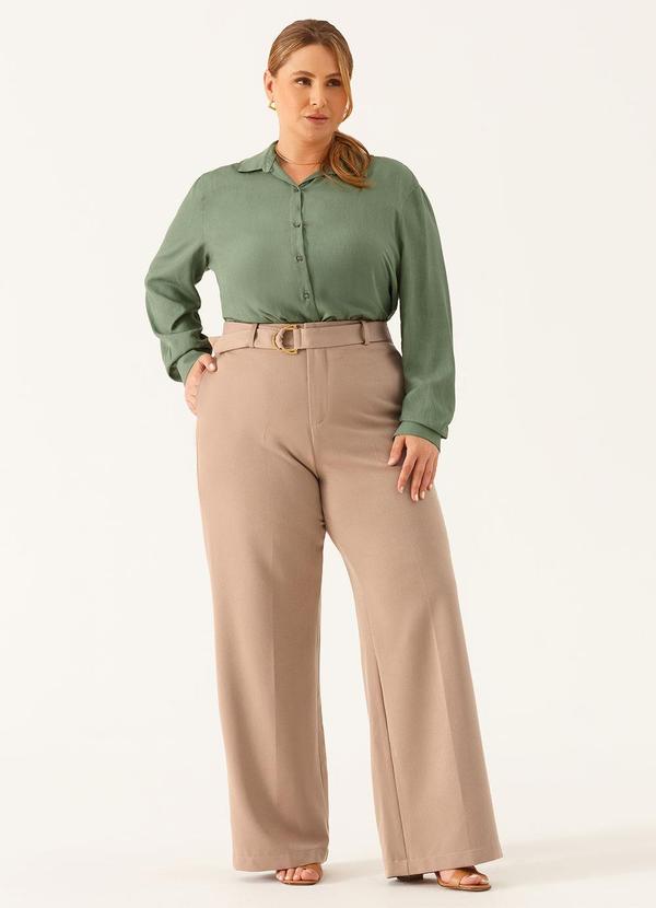Principessa - Camisa Manga Longa Regular em Viscose Verde Veranice 4