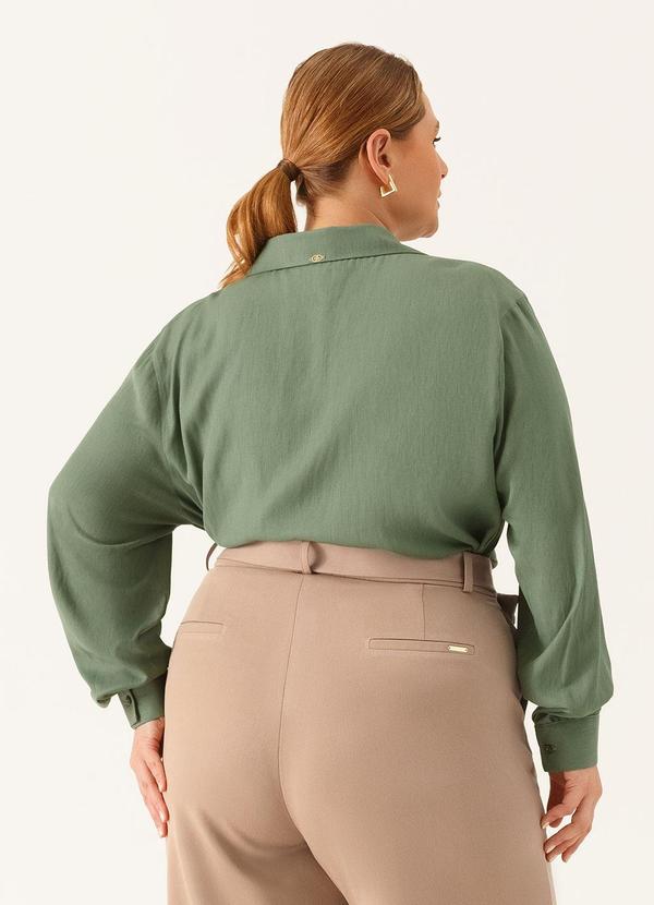 Principessa - Camisa Manga Longa Regular em Viscose Verde Veranice 5