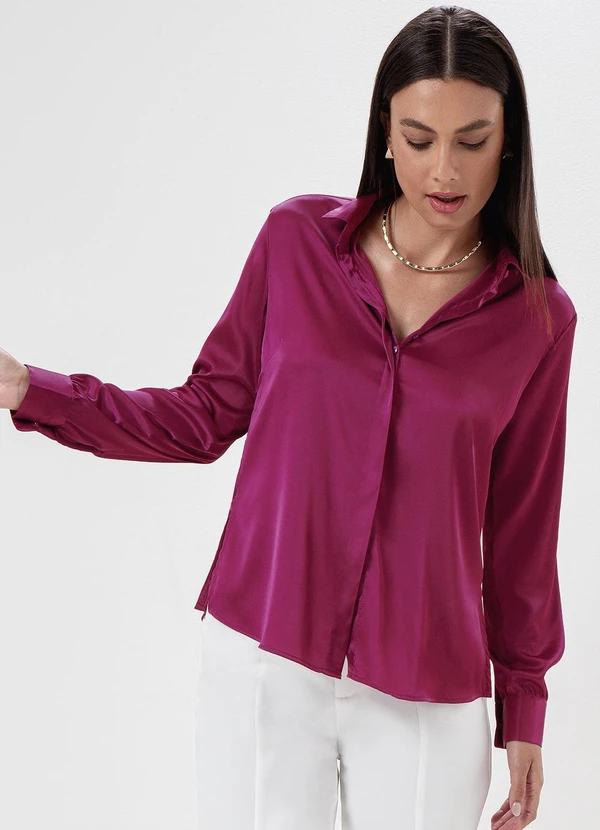 Principessa - Camisa Manga Longa Super Comfy Rosa Cereja Danaila