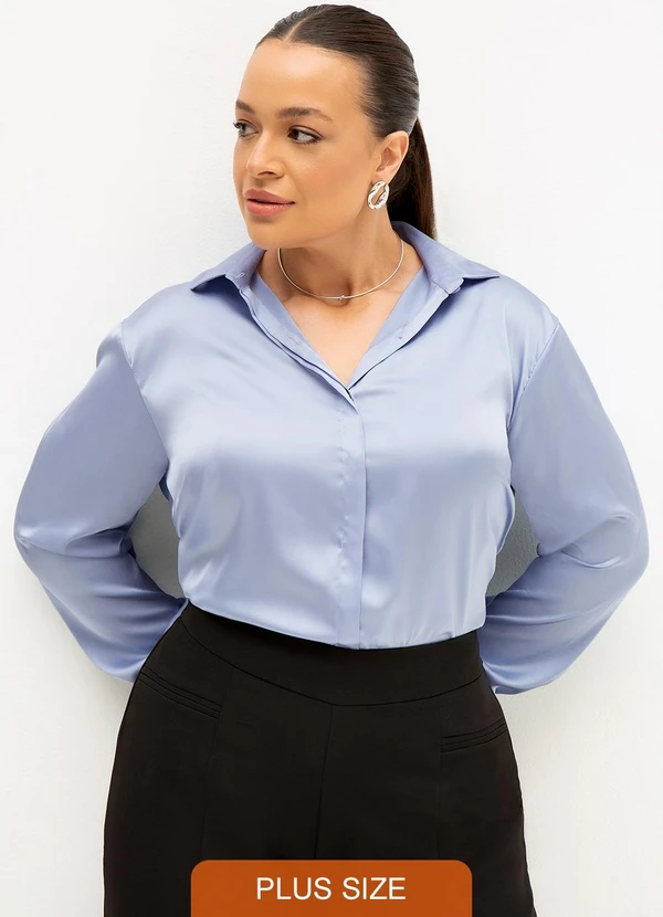 Principessa - Camisa Manga Longa Super Comfy Azul Claro Elenita 2