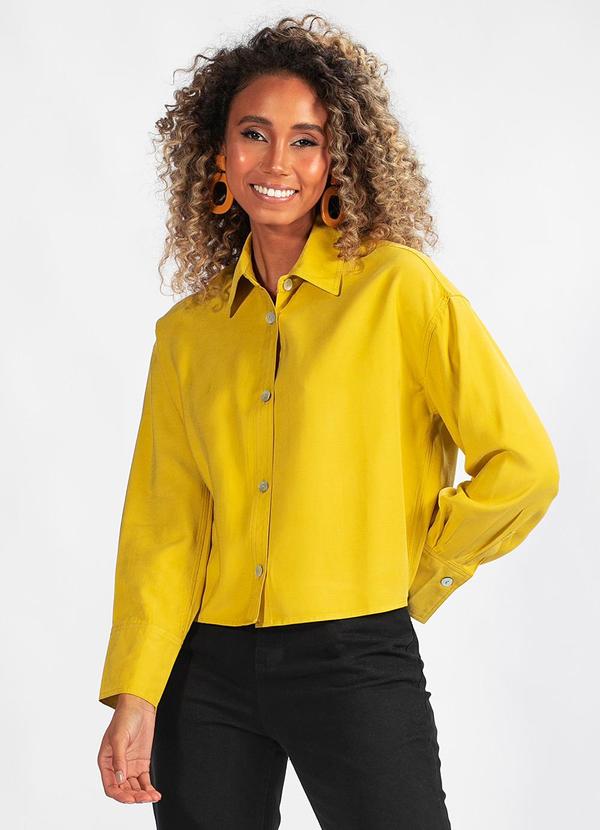 Hering - Camisa Manga Longa Tecido Plano Amarelo