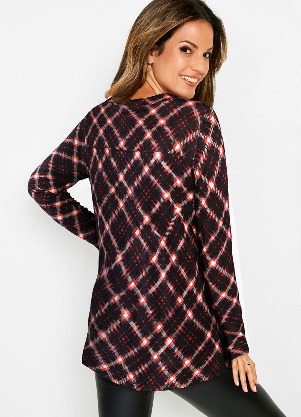 bonprix - Camisa Manga Longa Xadrez Vermelho 2