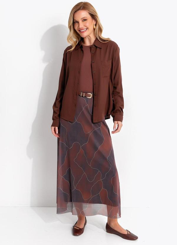 Quintess - Camisa Marrom em Viscose Plana Sarjada 3