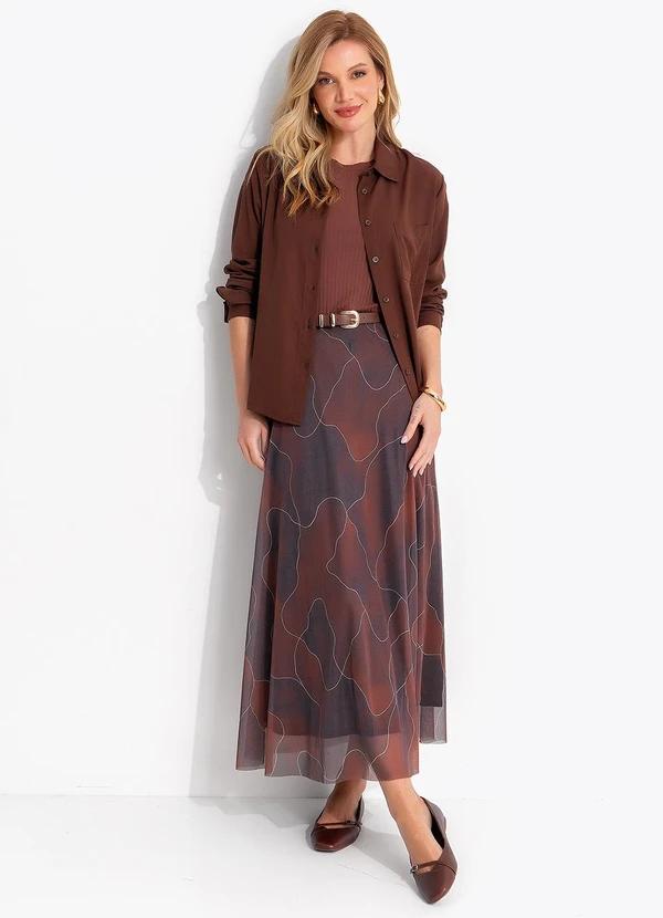 Quintess - Camisa Marrom em Viscose Plana Sarjada 4