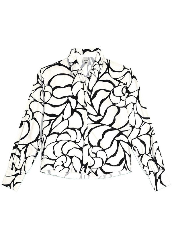 Malwee - Camisa Mullet Abstrata em Viscose Branco