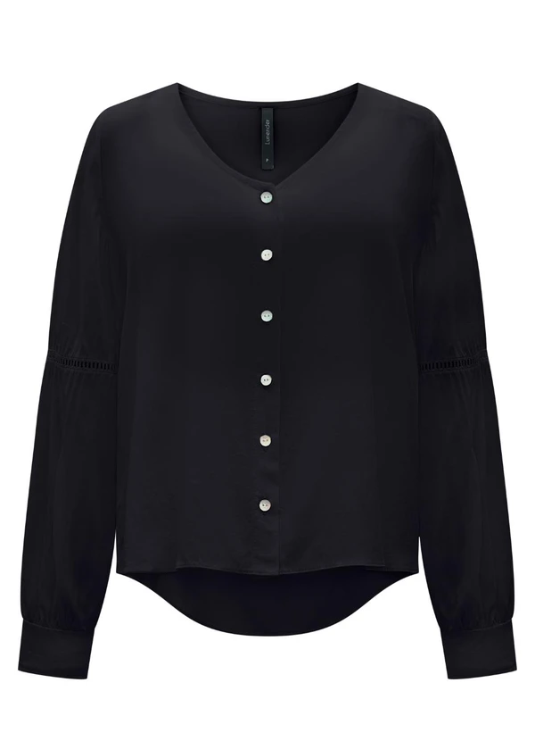 Lunender - Camisa Mullet com Mangas Longas Preto