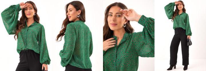 Camisa Natureza Artstica em Chiffon