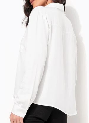 Quintess - Camisa Off White em Viscose Plana Sarjada - QUINTESS