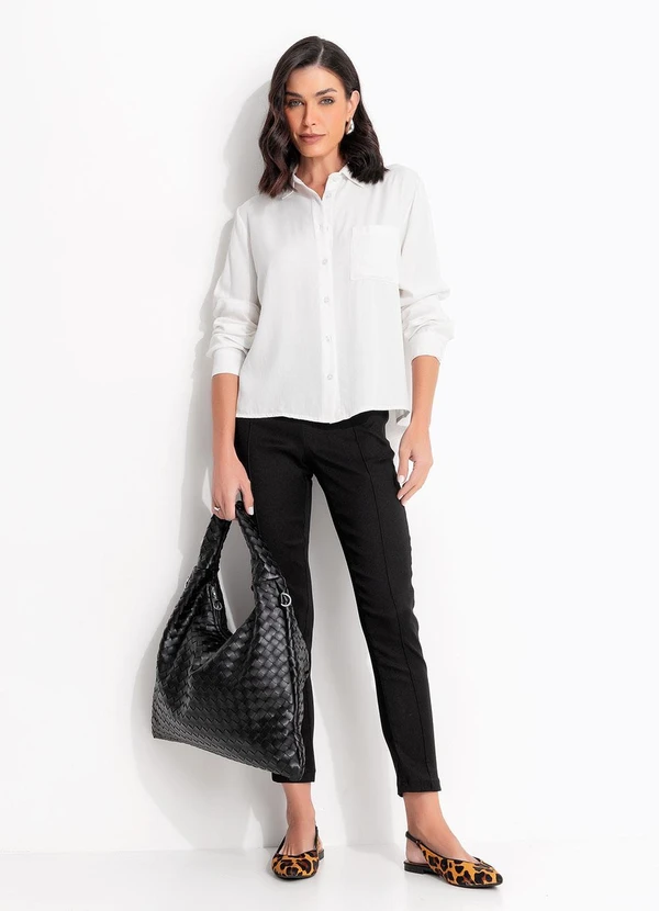 Quintess - Camisa Off White em Viscose Plana Sarjada 3