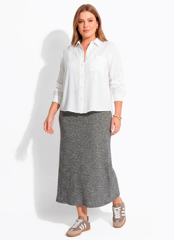 Quintess - Camisa Off White em Viscose Plana Sarjada 5