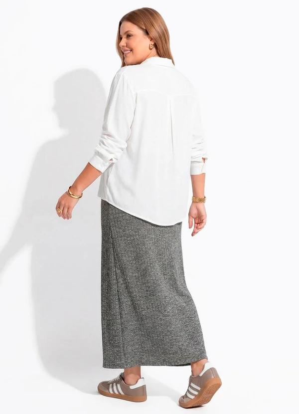 Quintess - Camisa Off White em Viscose Plana Sarjada 6