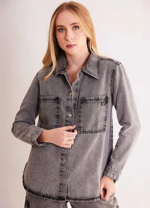 Sofie - Camisa Overshirt em Jeans Black Preto - SOFIE