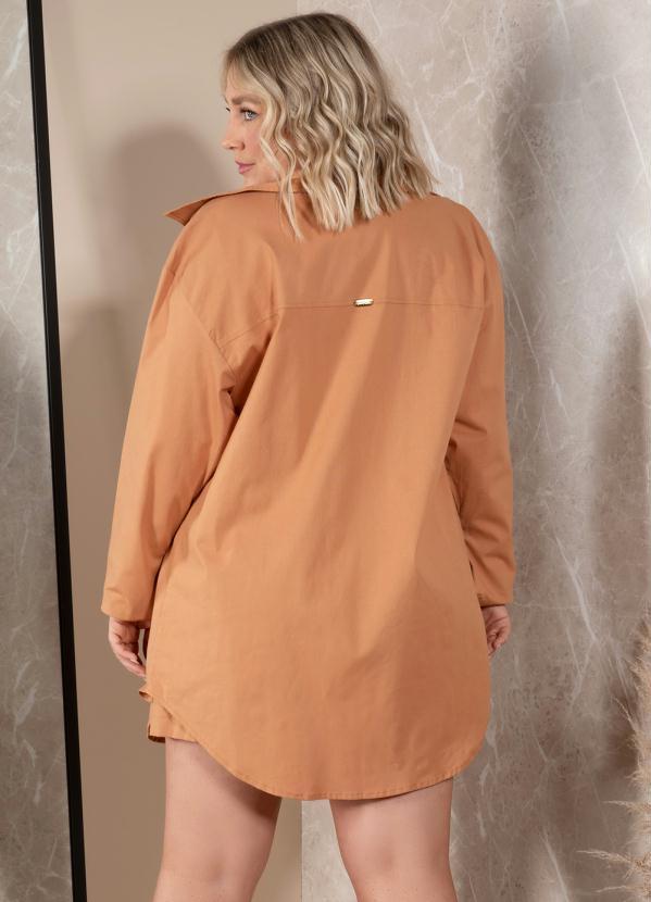 Quintess - Camisa Oversized Caramelo Alongada 5
