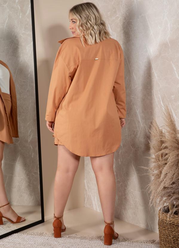 Quintess - Camisa Oversized Caramelo Alongada 7