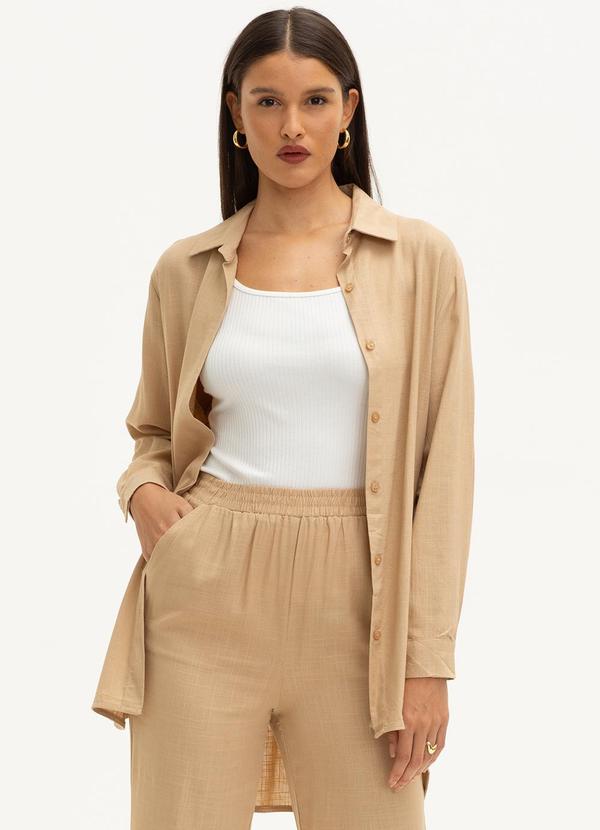 Principessa - Camisa Oversized com Abertura Erlane Marrom