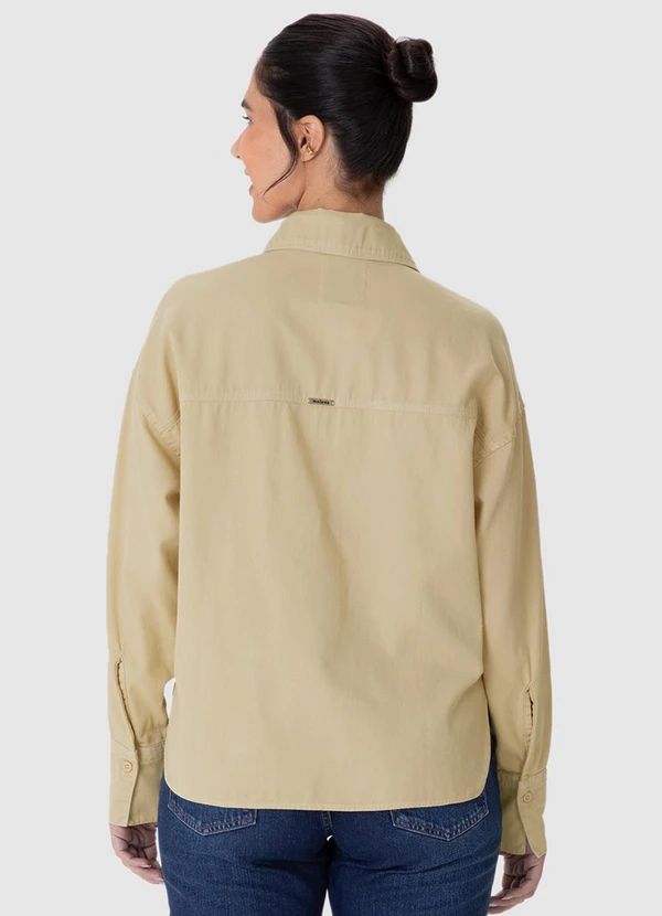 CAMISA OVERSIZED CROPPED EM SARJA AREIA - MALWEE