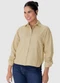 Malwee - Camisa Oversized Cropped em Sarja Marrom Escuro - variação: Areia
