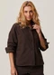 Malwee - Camisa Oversized Cropped em Sarja Marrom Escuro - variação: Marrom Escuro