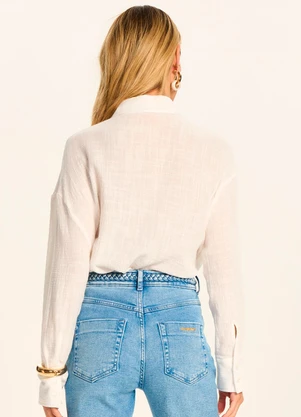 Doce Trama - Camisa Oversized em Algodão Texturizado Branco - DOCE TRAMA