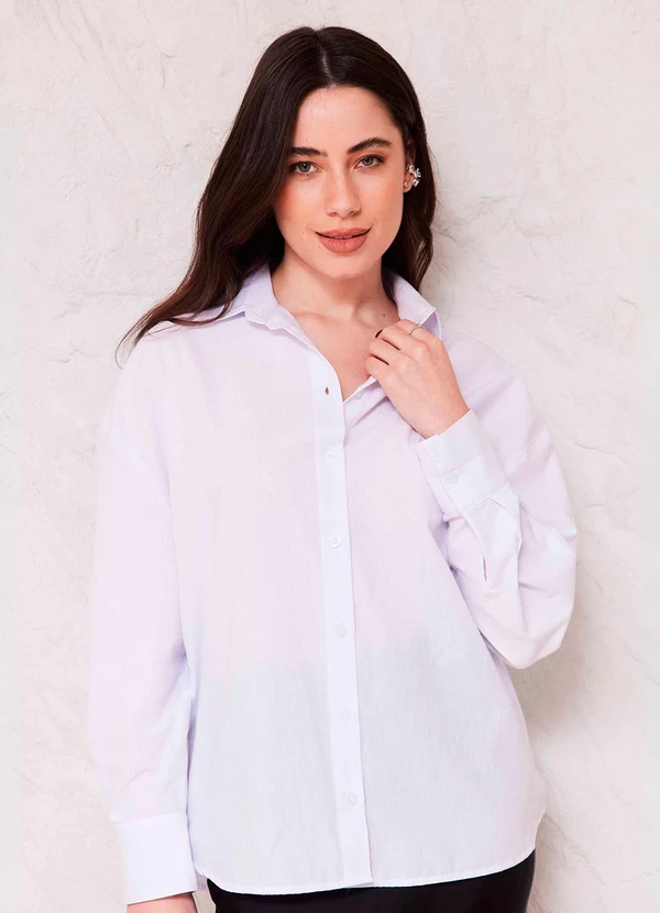 Doce Trama - Camisa Oversized em Tricoline Sunset Branco