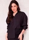 Doce Trama - Camisa Oversized em Tricoline Sunset Branco - variação: Preto