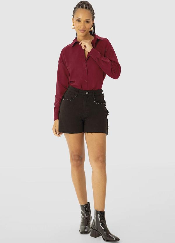 Enfim - Camisa Oversized em Tricoline Vermelho 2