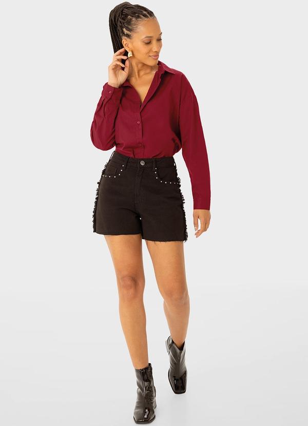 Enfim - Camisa Oversized em Tricoline Vermelho 3