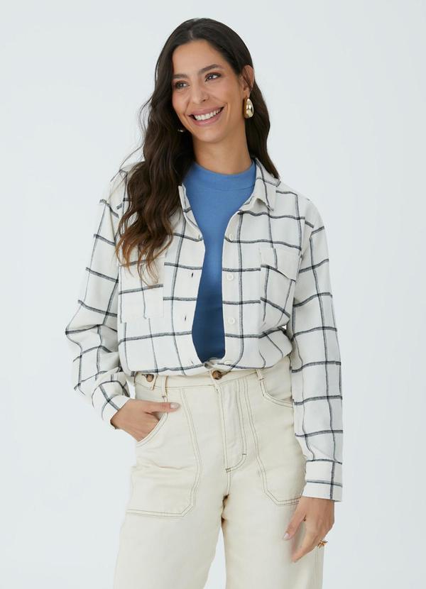 Malwee - Camisa Oversized Flanelada Xadrez Bege