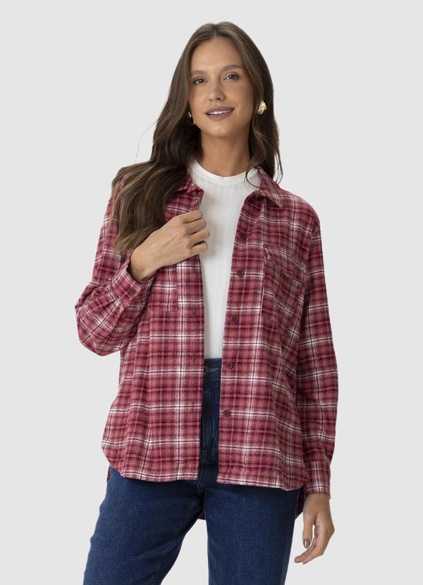 Malwee - Camisa Oversized Flanelada Xadrez Vermelho 2