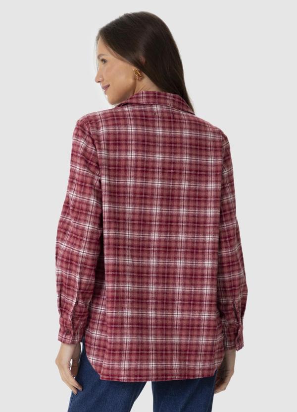 Malwee - Camisa Oversized Flanelada Xadrez Vermelho 3